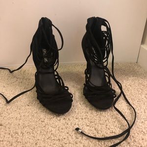 Nasty gal wrap black heels size 8.5